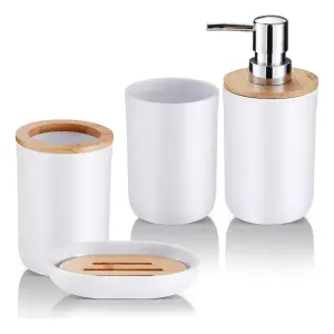 Juego De Accesorios De Bano De Bambu, Ju