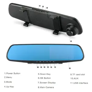 Espejo Retrovisor Doble Cámara Pantalla