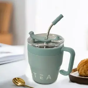 taza de acero termica con pitillo