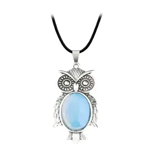 Collar Búho Sabiduria Suerte Piedra Luna