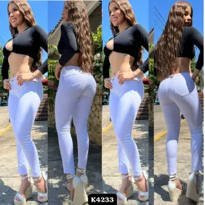 JEANS TIRO ALTO STRECH BLANCO K4233