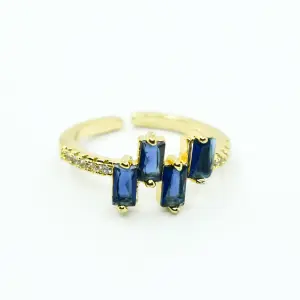 ANILLO DORADO CRISTALES AZUL