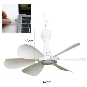Mini Ventilador de Techo USB, 6 Aspas