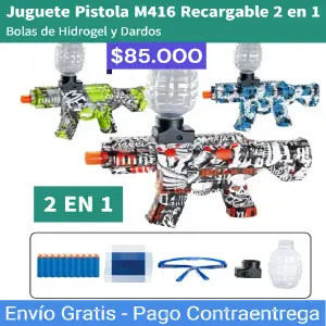 PISTOLA HIDROGEL Y DARDOS RECAR M416