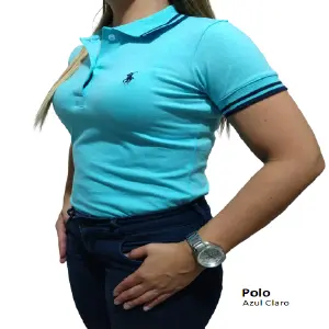 Ref1 Azul Claro: La Camiseta Polo Femenina que Eleva tu Estilo - Ref1 Azul Claro