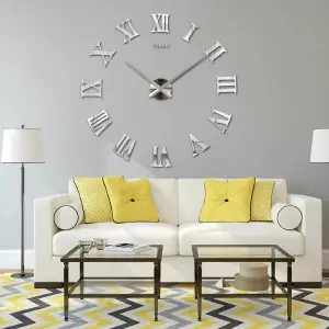 RELOJ DE PARED 3D 50X50 CM PLATEADO