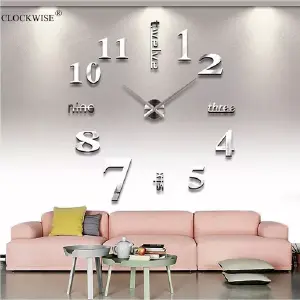 Reloj Para Pared 3d Grande Negro Gran Di