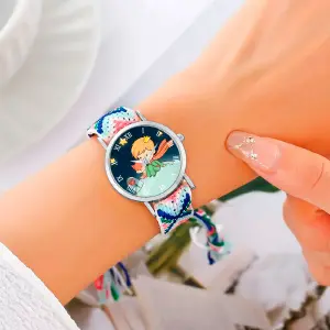 Reloj Principito Zorrito Plateado Tejido