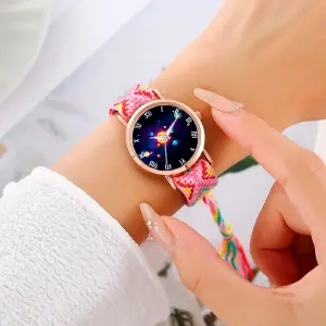 Reloj Sistema Solar Dorado Tejido Artesa