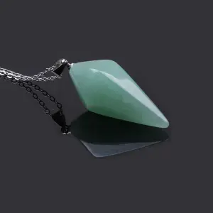 Collar Péndulo Cuarzo Jade Acero Estuche