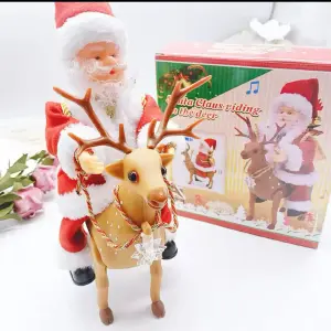 santa claus y reno+ luces y movimiento