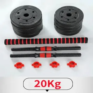 Kit Discos Pesas Mancuernas Y Barra 20 K