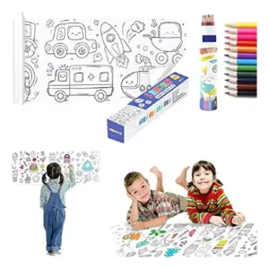 ROLLO DE PAPEL PARA COLOREAR GIGANTE: ¡3 metros de creatividad! - ROLLO DE PAPEL PARA COLOREAR 3 mts x40cm