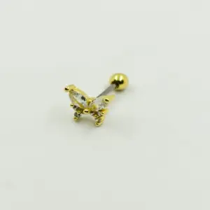 PIERCING DORADO  MARIPOSA CON CRISTAL
