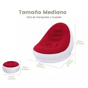 Sofa rojo Inflable Con Posapies+inflador
