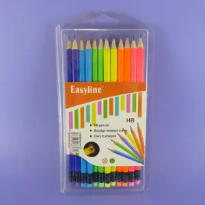 Caja de lápices madera fluorescente x 1