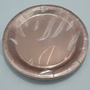 PLATO METALIZADO ORO ROSA 23 CM