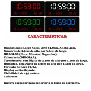 Reloj Digital con Luz LED y Calendario: ¡Elegancia y Funcionalidad para tu Pared! - Reloj Digital Luz Led Calendario Pared
