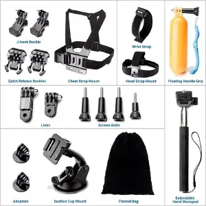 Kit 19 En 1 Accesorios Cámaras Deportiva