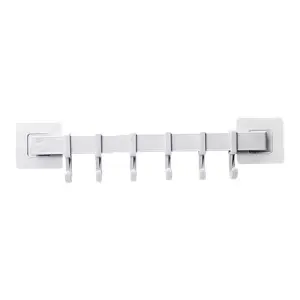 Ganchos 6 Puestos Pared Ventosas Blanco