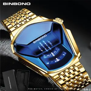 RELOJ BINBOND DORADO HORA GIRATORIA MET