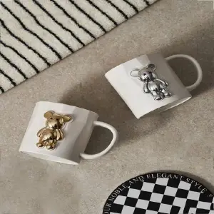 Pocillo decorativo blanco oso dorado