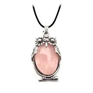 Collar Búho Sabiduria Cuarzo Rosa Estuch