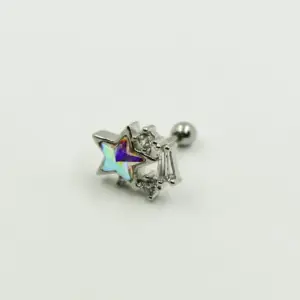 PIERCING PLATEADO ESTRELLA DE COLORES