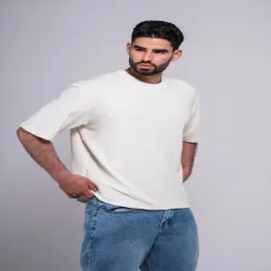 Camiseta Beige Oversize Cuello Redondo