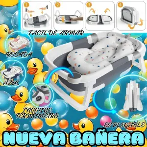 BAÑERA PLEGABLE PORTATIL CON TERMOMETRO