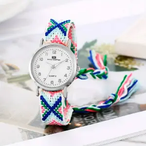 Reloj Tejido Artesanal Dama Mujer + Estu