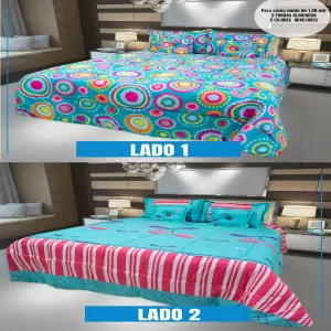 Tendido de cama doble faz abullonado