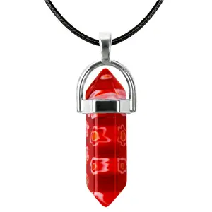 Collar Cuarzo Murrina Rojo Pendulo Energ