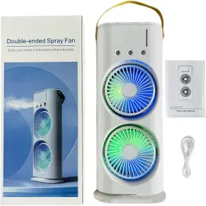 Ventilador humificador doble recargable