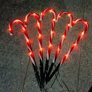 Bastones Solares Navideños Con Luces Led