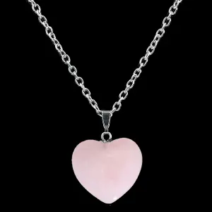Collar Corazón Cuarzo Rosa