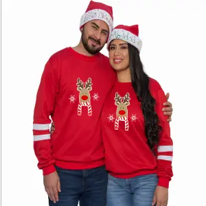 Buzo, Saco Hoodie Parejas Renos Navidad
