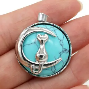Collar Gato Luna Cuarzo  Turquesa