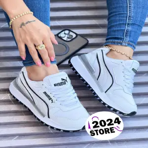 Bellos Pumas Para Dama Blanco Gris Tm