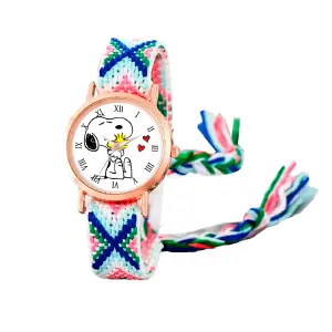 Reloj Snoopy Dorado Tejido Artesanal