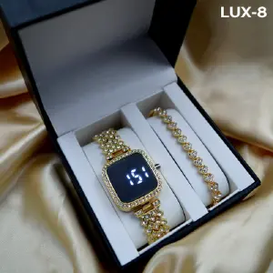 LUX RELOJ LUXUR LED + PULSERA ESTUCHE DM