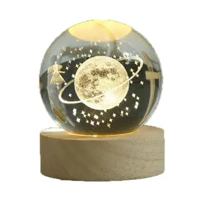 Lampara De Cristal Bola 3d Planeta Estre