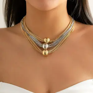 Collar de bolas en capas Bahia: Elegancia atemporal - Geo collar de bolas en capas💎✨