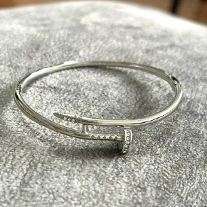Pulsera Clavo Unisex Circon Rodio Platea
