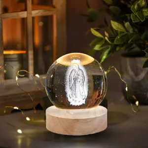 Lampara Esfera De Cristal 3D virgen
