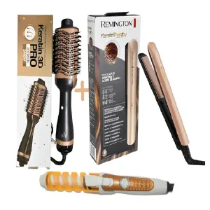 Combo Keratina Cepillo Plancha Rizador