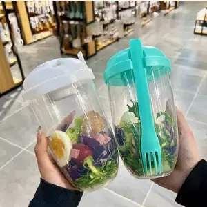 Vaso Portátil para Ensaladas con Tenedor
