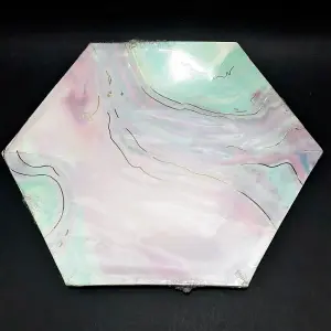 Plato x 10 Hexagonal degrade rosa grisf