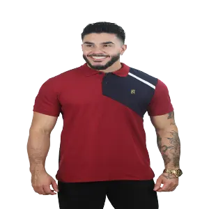 CAMISETAS TIPO POLO COMBINADA 046B-VINO