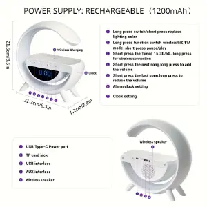 Parlante Cargador Y Reloj Grande BT3401